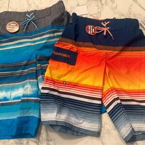2 Pairs of ZeroXposur Kids Blue and Orange Striped Shorts